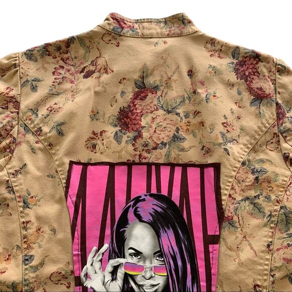 Via Penny Lane Reworked Apparel | Aaliyah Graphic Floral Jacket Large - Picture 3 of 8
